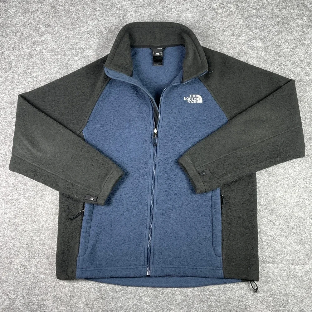 The North Face Fleece Jacket Mens XL Blue Black Full Zip Denali Outdoor